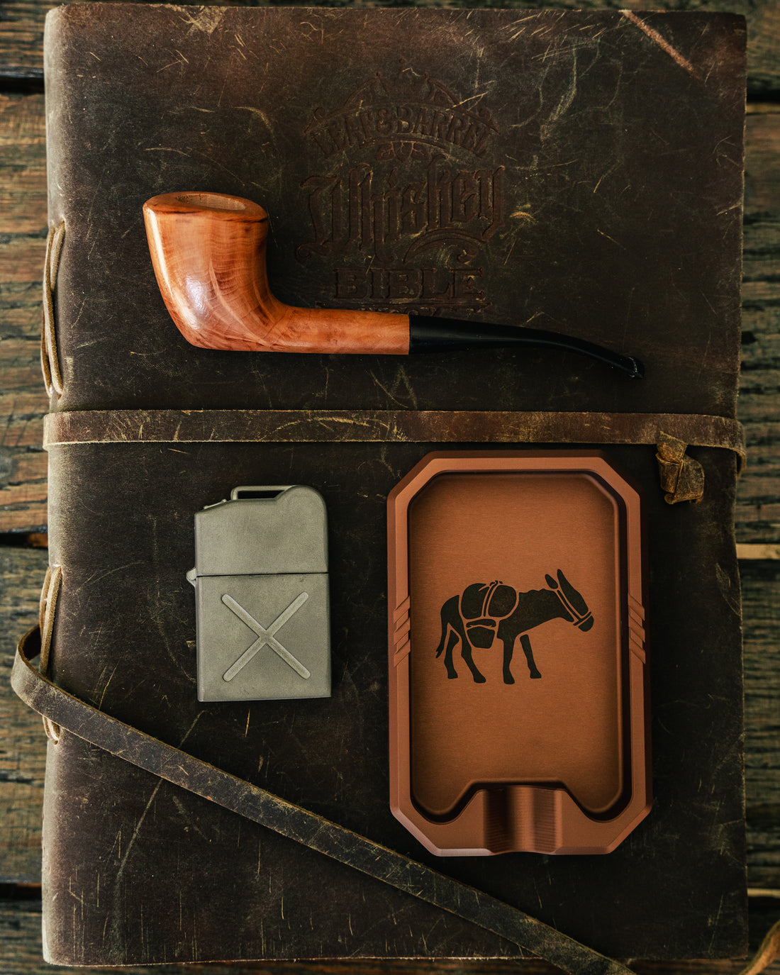 Clay Metalworks Briar Smoking Pipe — Vulcanite Stem, Natural Finish