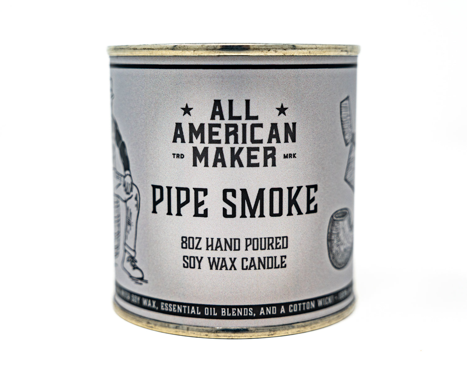 Front view of the Pipe Smoke All American Maker Candle