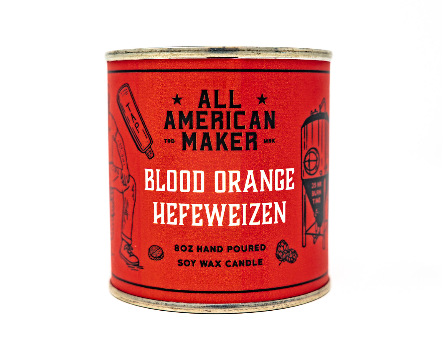 Front view of the Blood Orange Hefeweizen All American Maker Candle