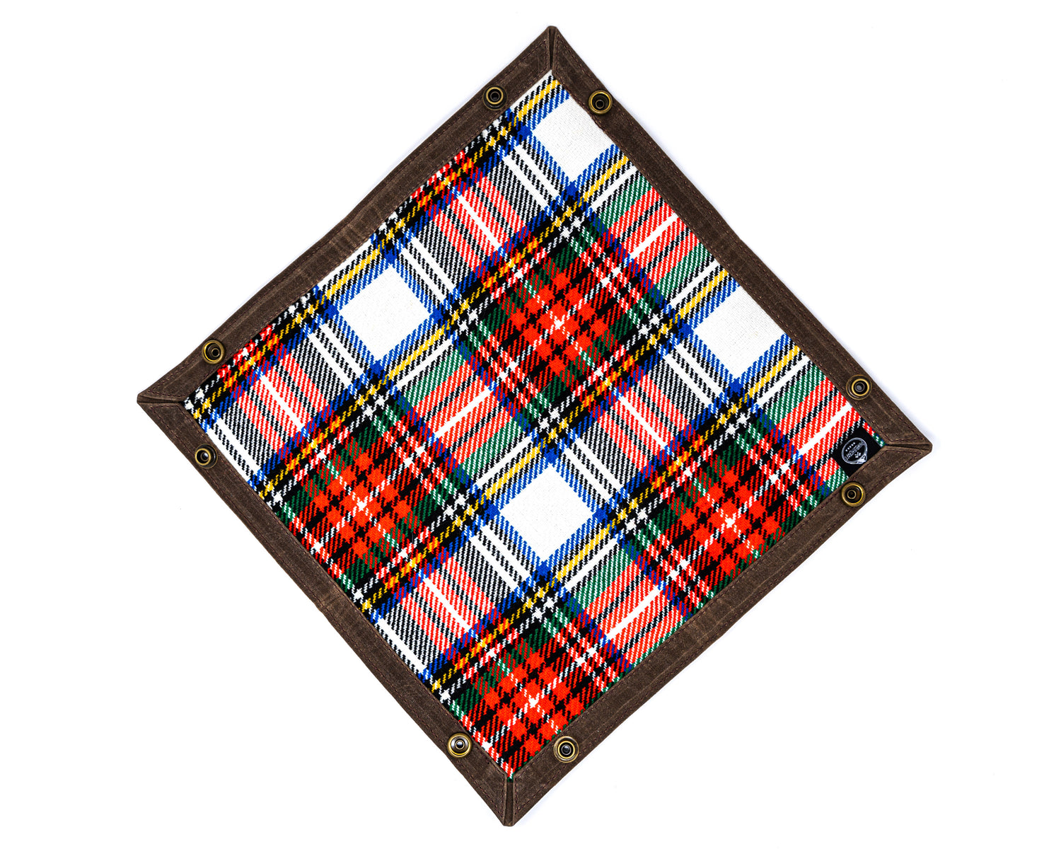Carry Commission / PNW Bushcraft Vintage Plaid Waxed Canvas Travel Tray overhead view of fully open tray on white background