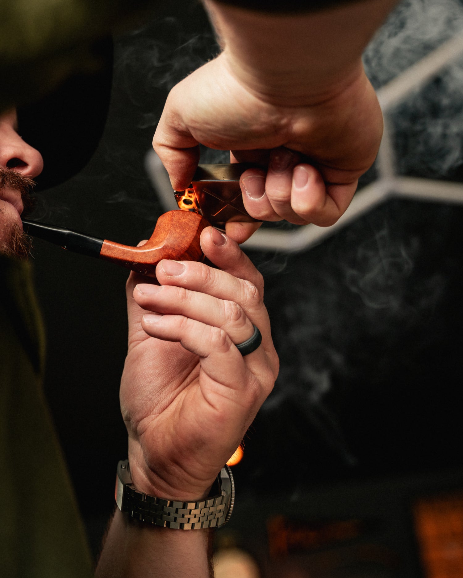 Clay Metalworks Briar Smoking Pipe — Vulcanite Stem, Natural Finish
