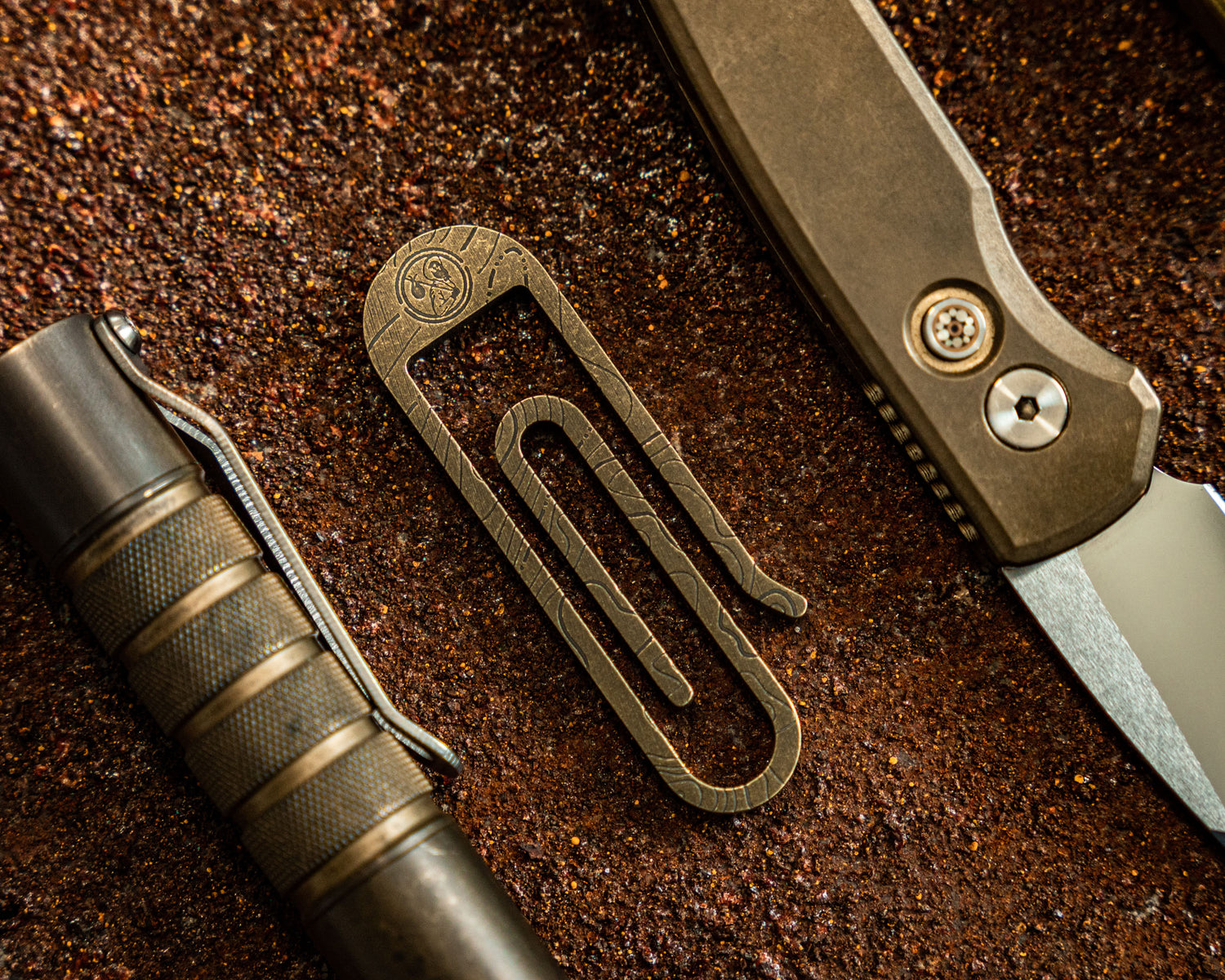 jrw gear tough clip Carry Commission x JRW Gear Topo Tough Clip – Titanium & Brass Key Clip