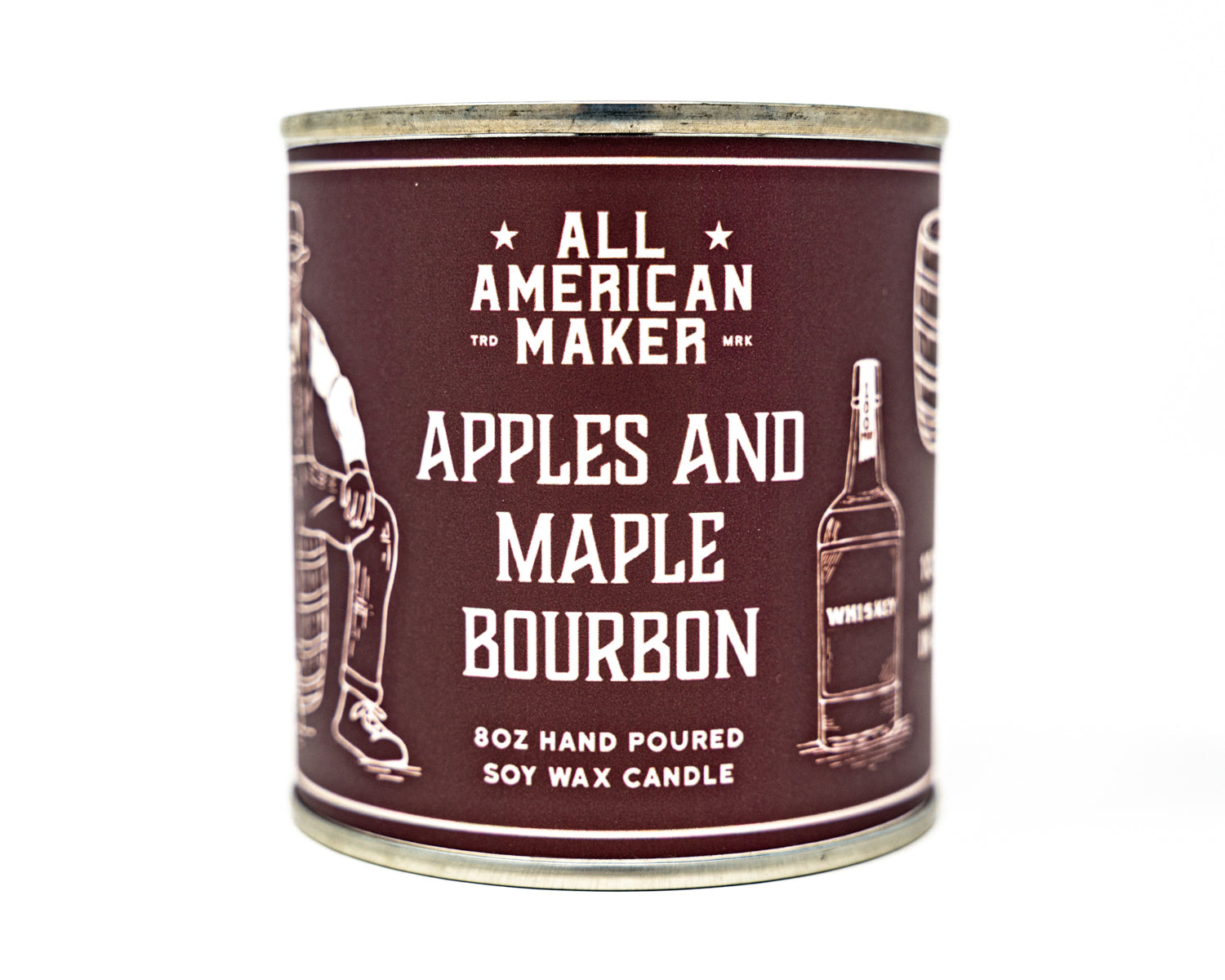 Front view of the Apples And Maple Bourbon All American Maker Candle