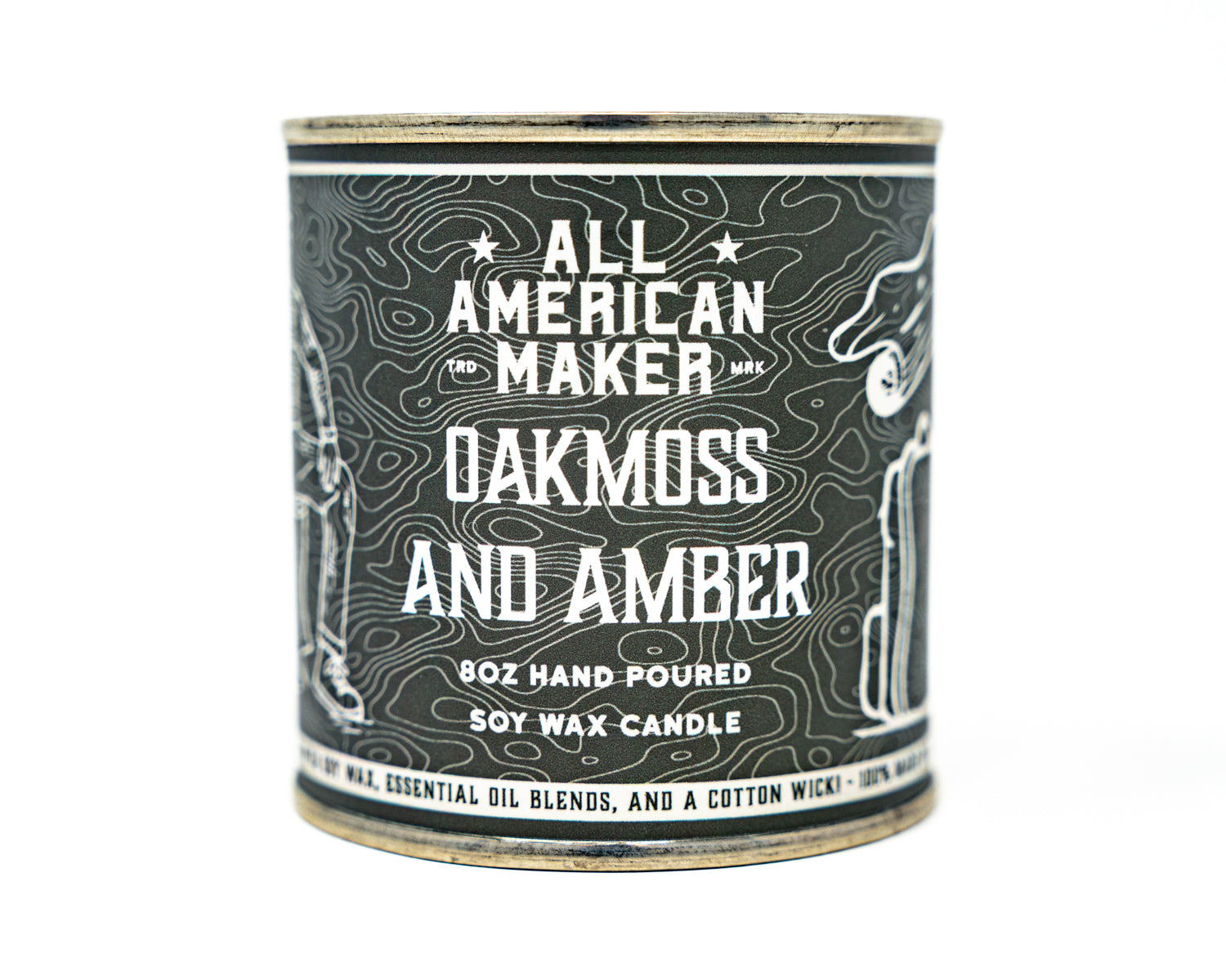Front view of the Oakmoss and Amber All American Maker Candle